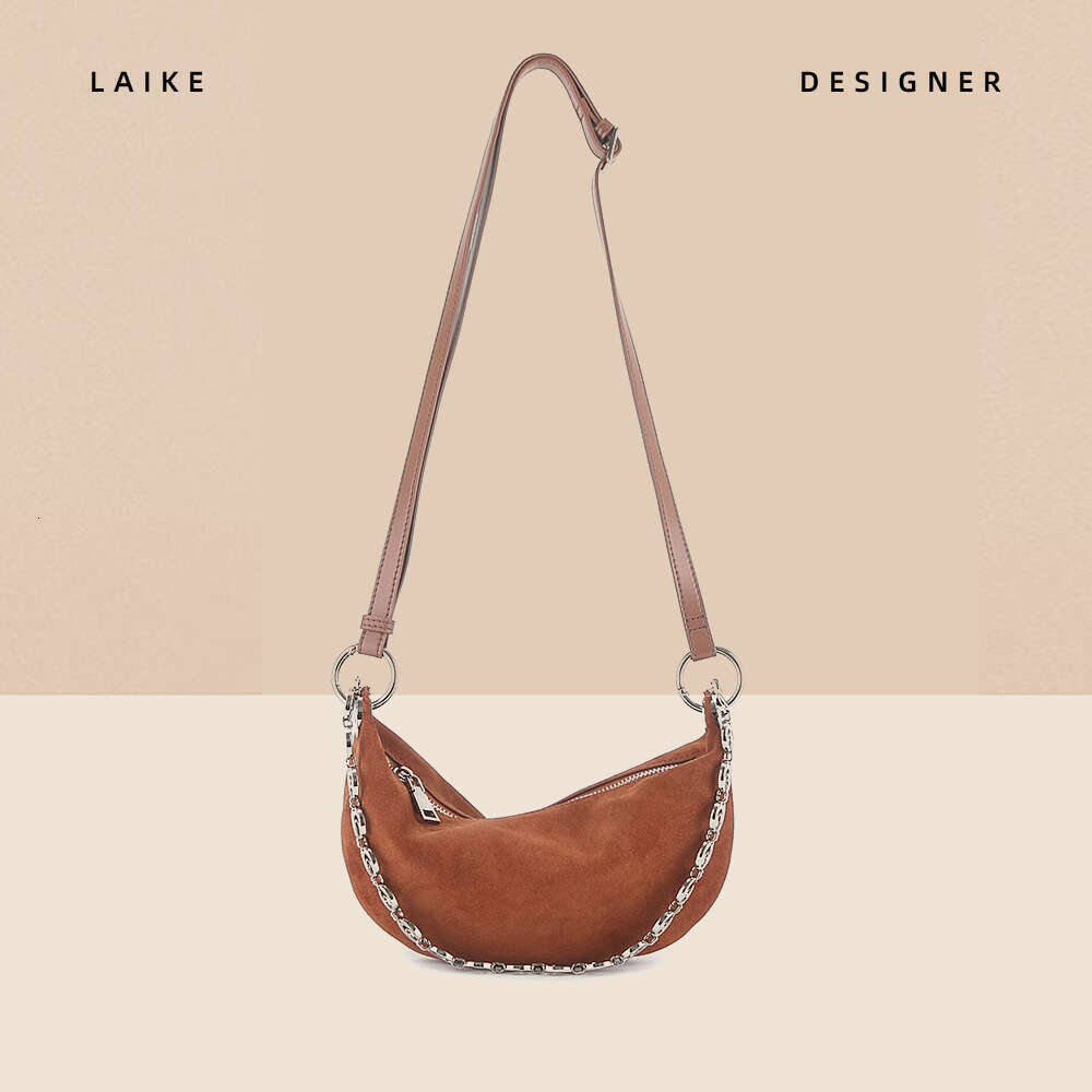 Autumn Winter New High Gloss High-end Exquisite Small Crescent Genuine Leather Matte Shoulder Bag