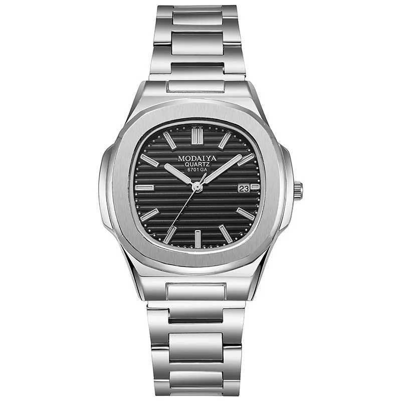 Fashion Luxury Business Square Quartz Watches Classic Stripe Design Dial with Stainless Steel Band Wristwatch for Men XJ250527