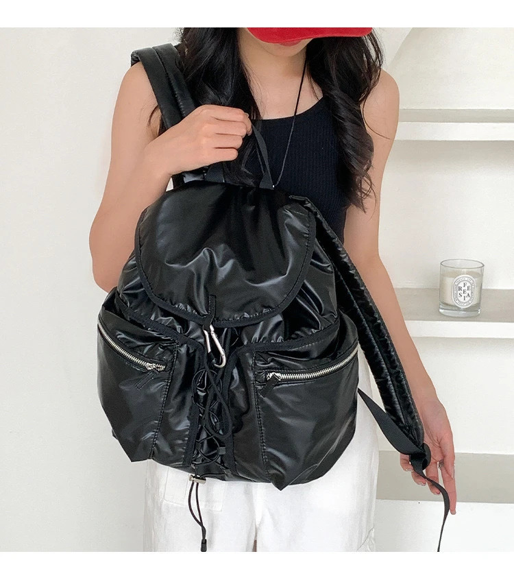 Miyagawa Shoulder Bag for Women Korean Niche Silver College Student Backpack 250527