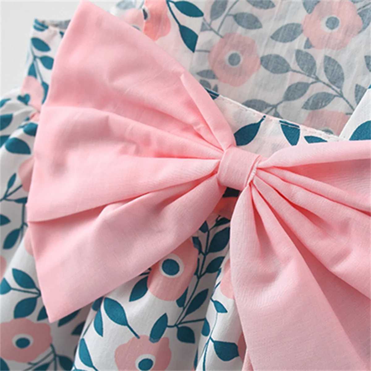 2-Piece Baby Suspender Dress+Sun Hat GirlS Leaf Print Bow Sleeveless Cotton Beach Skirt ChildrenS Aesthetic Daily Clothes X250528
