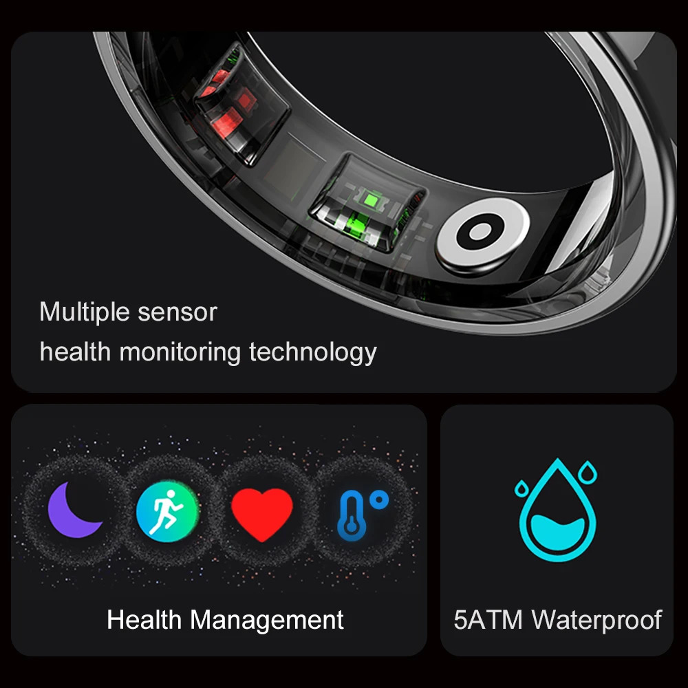 2024 COLMI R09 Smart Ring For Men Women Heart Rate Blood Oxygen Monitoring 5ATM IP68 Waterproof For Android iOS 250519