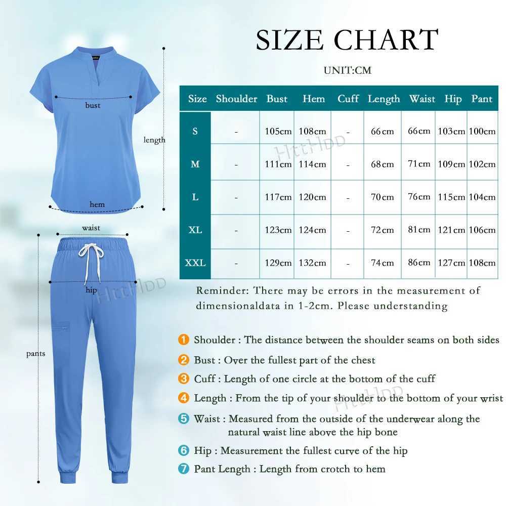 Medical Scrub Joggers Sets Fashion Nurse Uniform Women Men Beauty Sn Healthcare Pharmacy Nursing Scrub Top+pants Suit Uniform X2505281