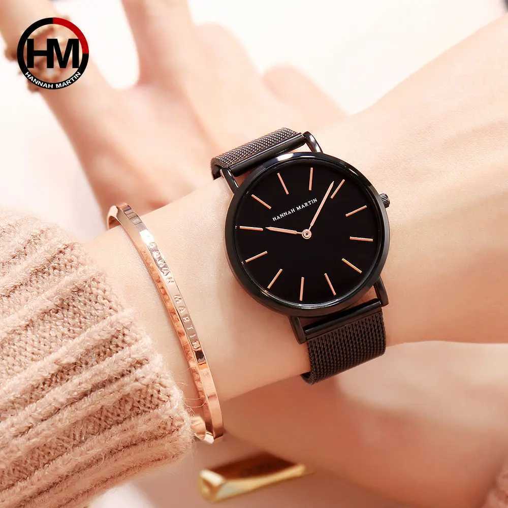 Hannah Martin Luxury Brand Quartz Watch Life Waterproof Women Watch Fashion Women Classic Simple Design Clock Gifts Womens Watch XJ250527