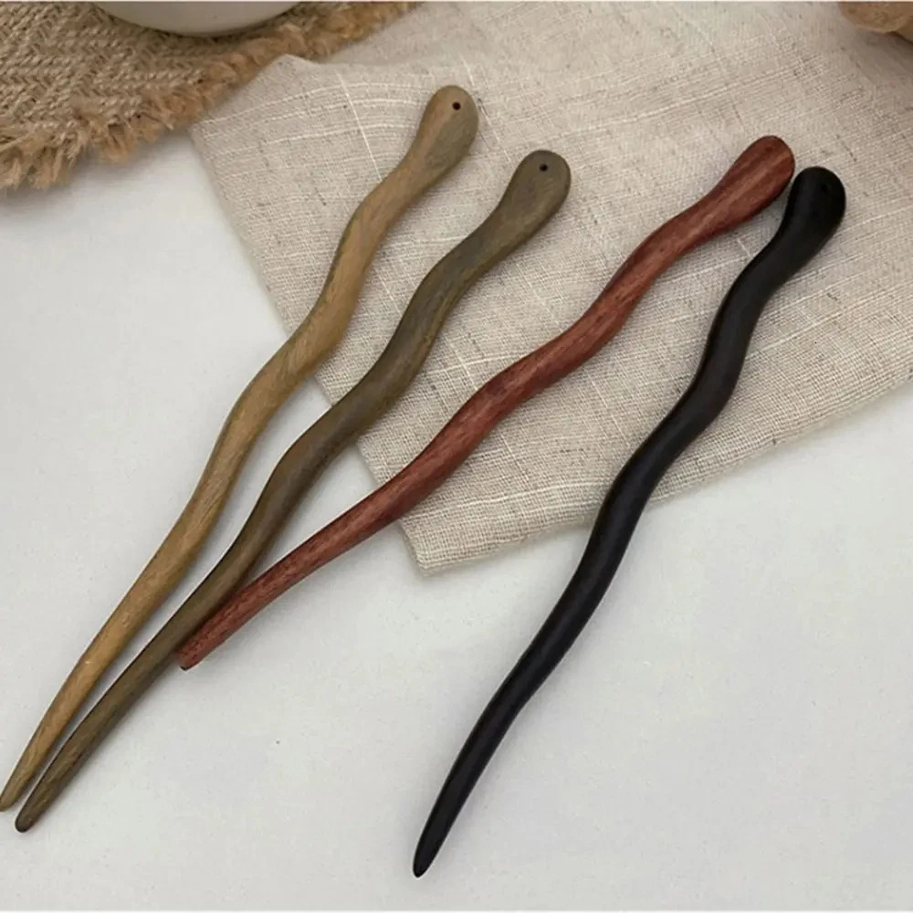 Chinese Style Elegant Wood Hair Stick For Women Girl Hairpins Simple Fork Vintage Hanfu Cheongsam Headwear Accessories 250519