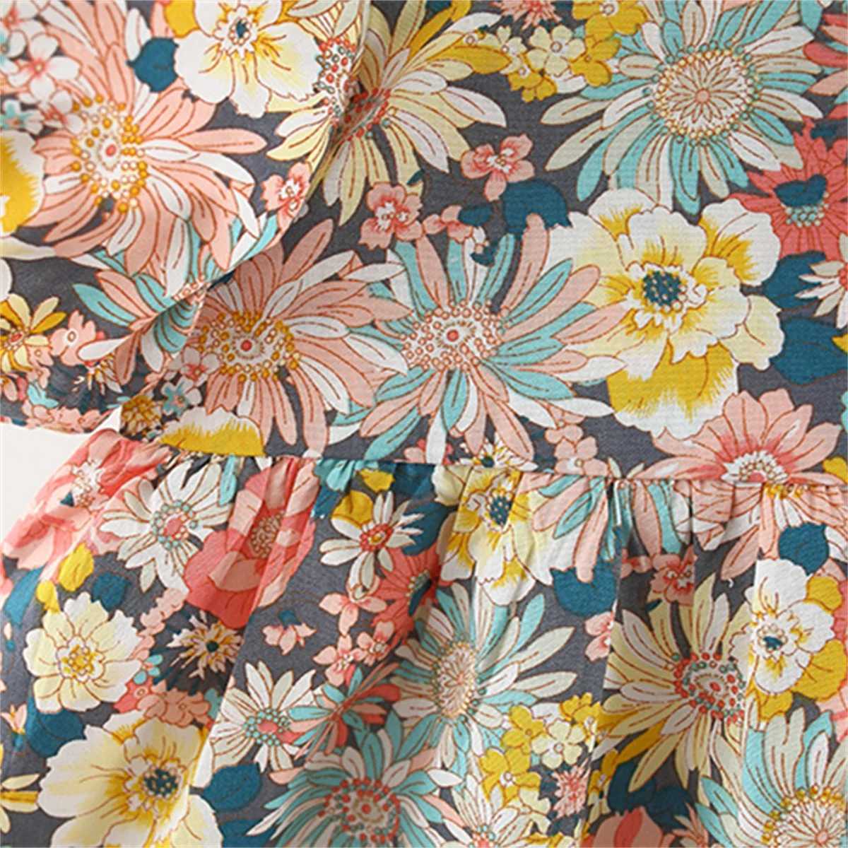 Baby Girl Beach Outfit Baby Sweet Floral Cross Over Short Sleeved Cotton Loose Fitting Dress For Summer Wear X250528