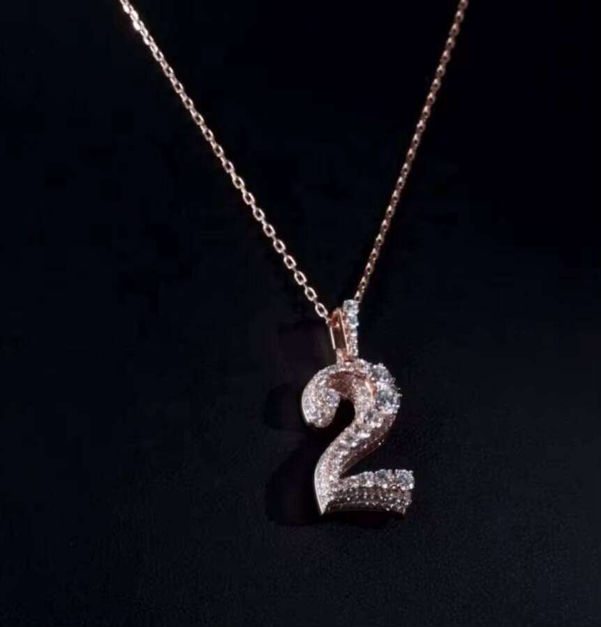 2025 Trending 3D New Design Custom Side Setting Iced Out Fine Jewelry Sier Number Moissanite Dia Letter Pendant