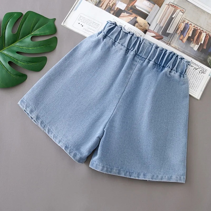 1PCS Girls Shorts Kids Denim Pants Casual Jeans Children Cartoon Printed Clothing Teenagers Short Trousers Infant Gifts 250528