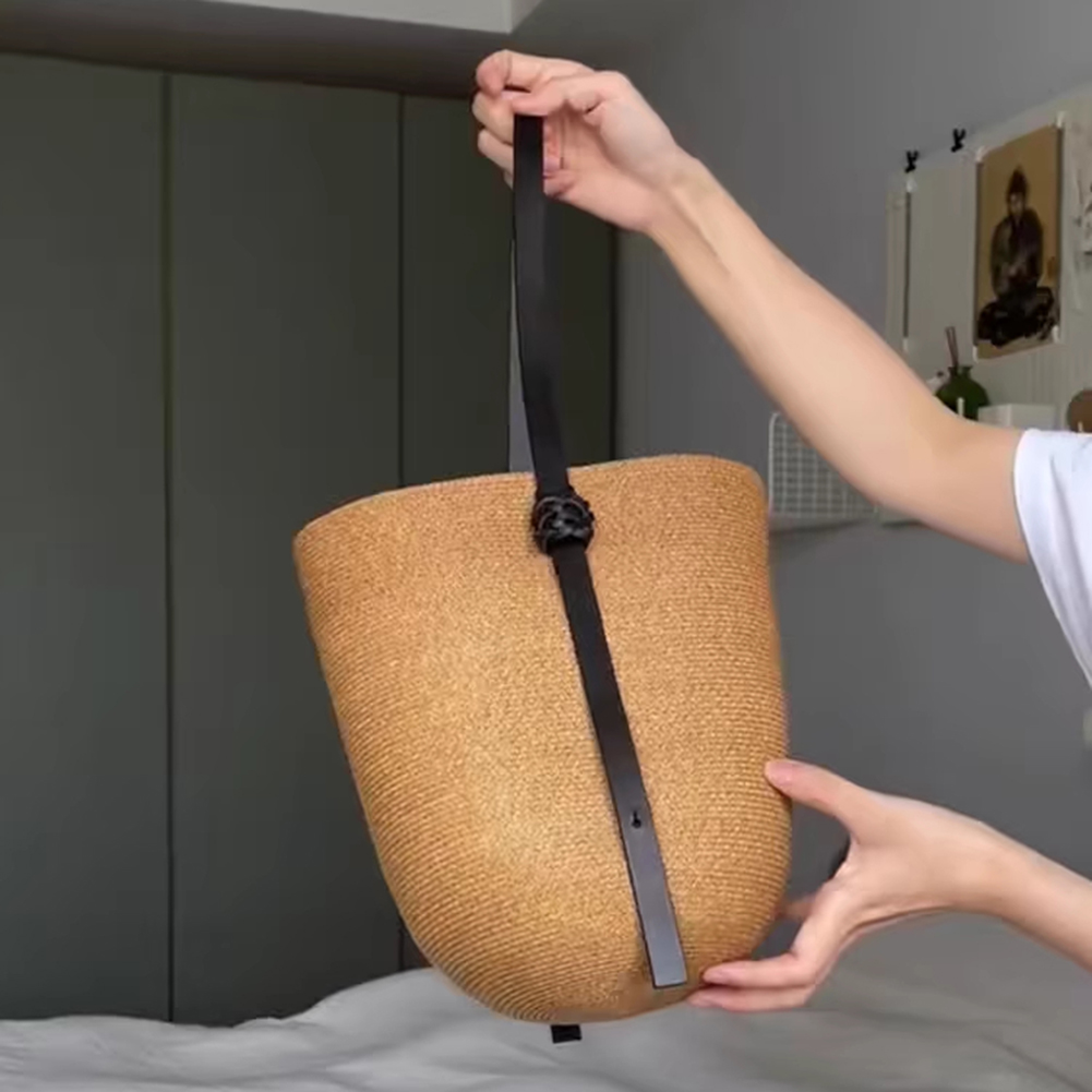 Woven Straw Bag for Women with Adjustable Strap Summer Beach Bag Cute Shoulder Bag Handbag for Travel Shopping