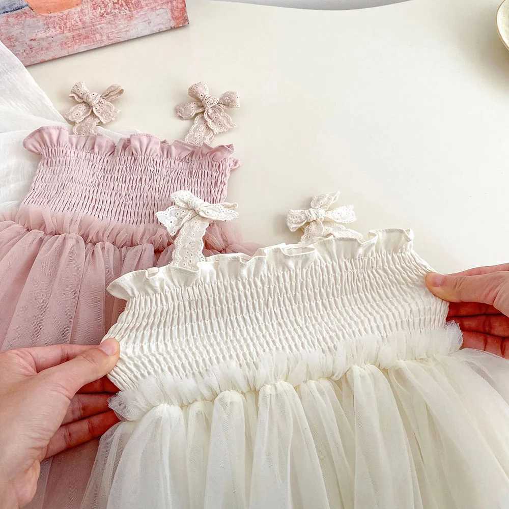 0-2Y Summer Baby Girls Clothes Mesh Ruffle Baby Bodysuit Toddler Camisole One Piece Cute Baby Outfit X250528