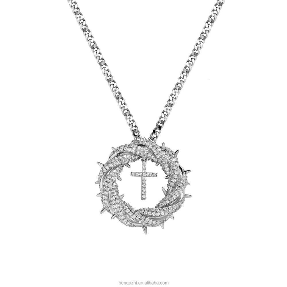Modern Gothic Unisex Micro Pave Moissanite Necklace Unique Twisted Cross Chain Hip Hop Festival Gift Idea for 2024