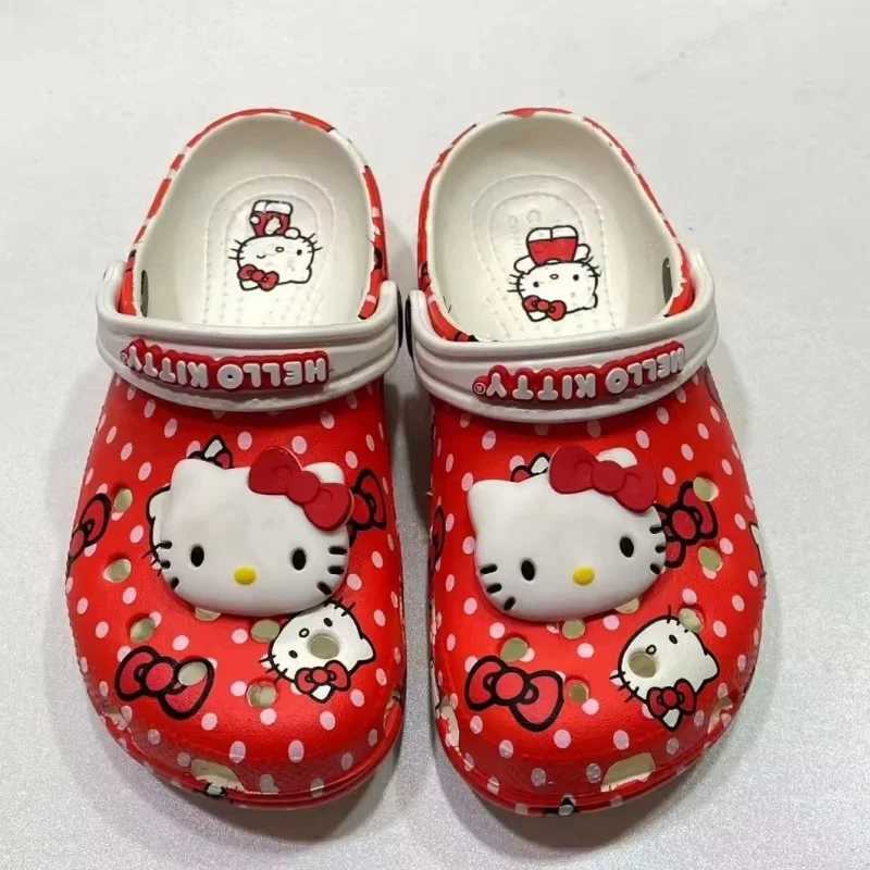 Sanrio New Hello Kitty Hot New Crocs Cartoon Character Summer Cute Cartoon ChildrenS Slippers Non-Slip Soft Soled Sandals Giftsw250528
