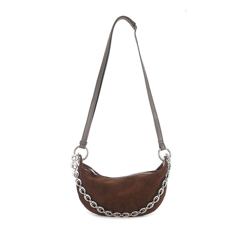 Autumn Winter New High Gloss High-end Exquisite Small Crescent Genuine Leather Matte Shoulder Bag