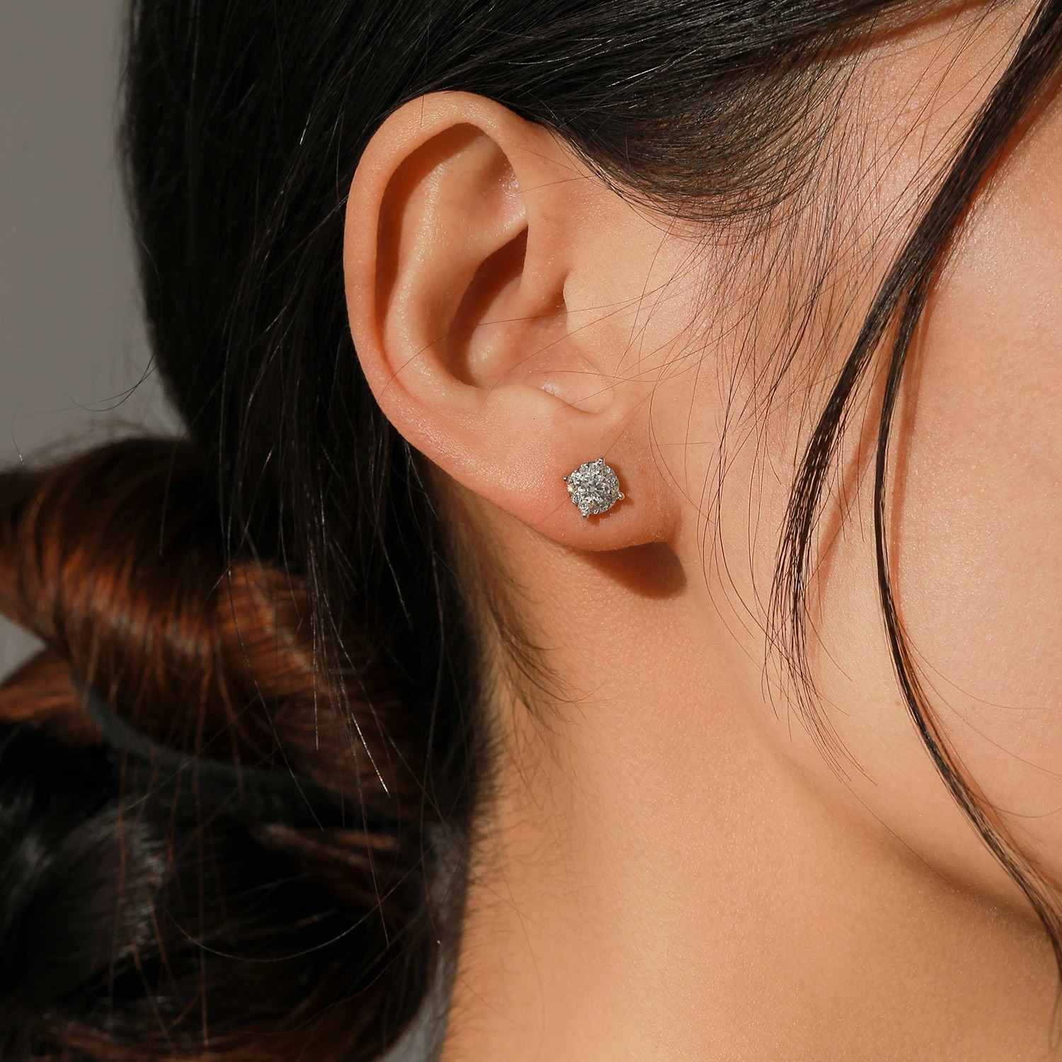 MODIAN D Color Stud Earrings Round Cut Lab Created Diamond 925 Sterling Silver Bridal Jewelry For Women Gifts 250519
