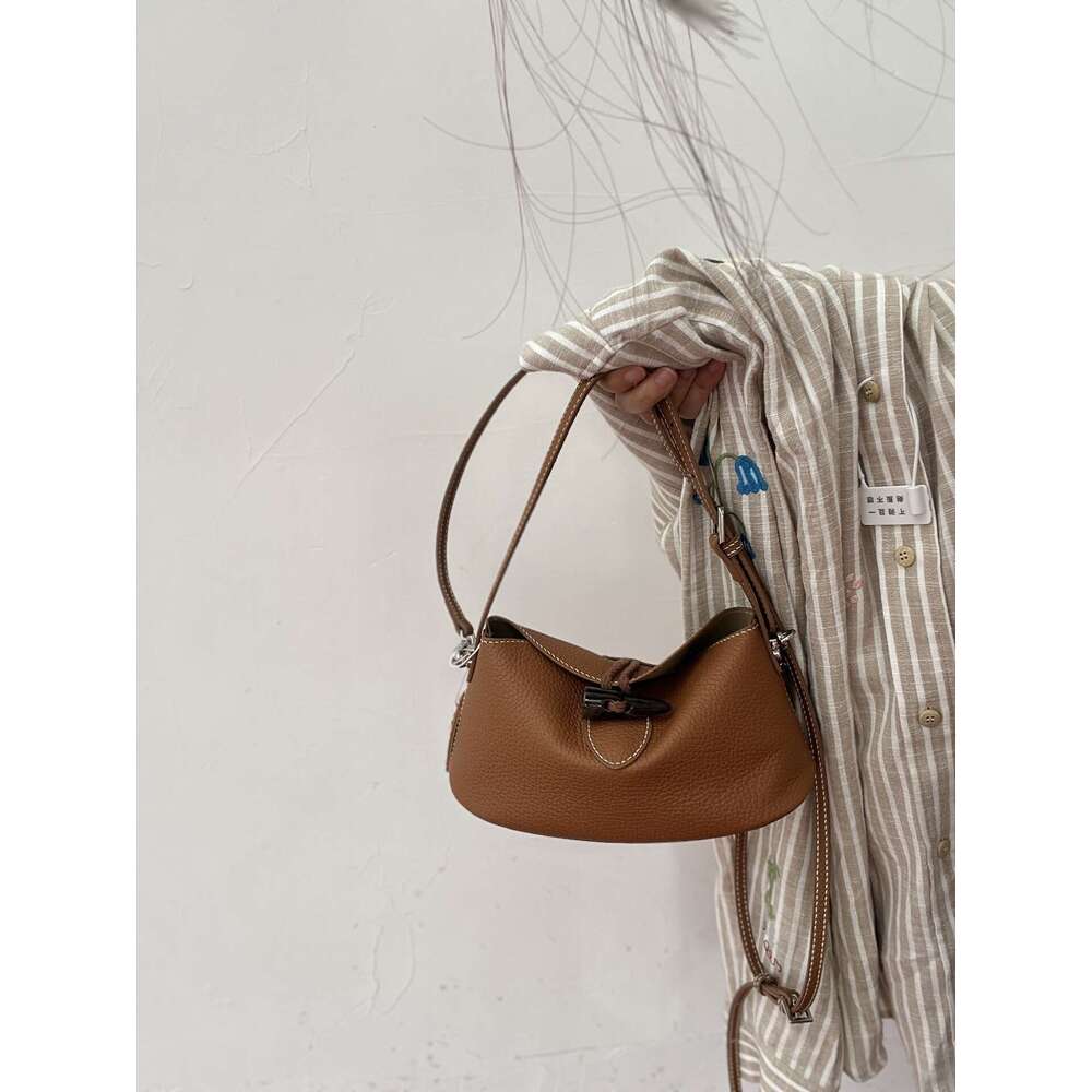 for Women New Style Textured Soft Bucket High-end Genuine Leather Women's Simple Handbag Shoulder Crossbody Bag