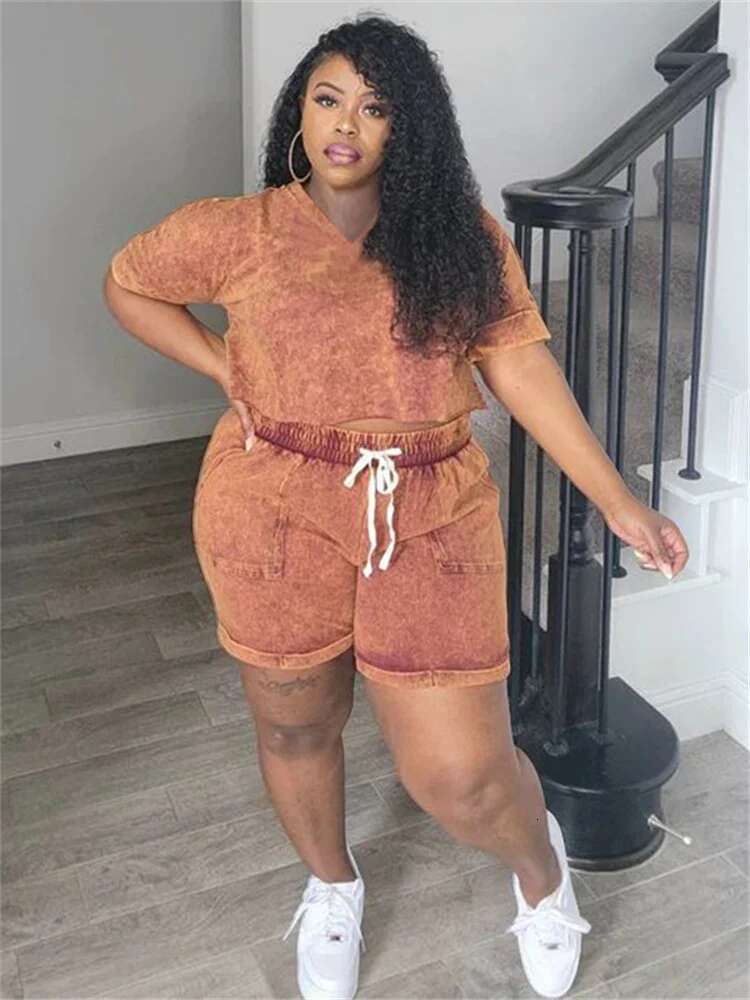 Plus Size Two Piece Outfits Women Clothing Shorts Sets Solid Casual Tops and Pants Matching Set Wholesale Dropshopping