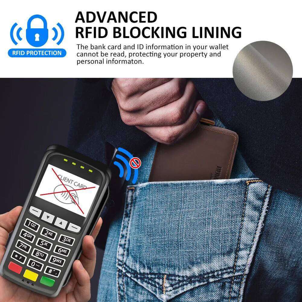 Handmade Genuine Leather Business Wallet RFID Blocking Bank/Id/Credit Card Holder Multi Slot Storage Money Bag