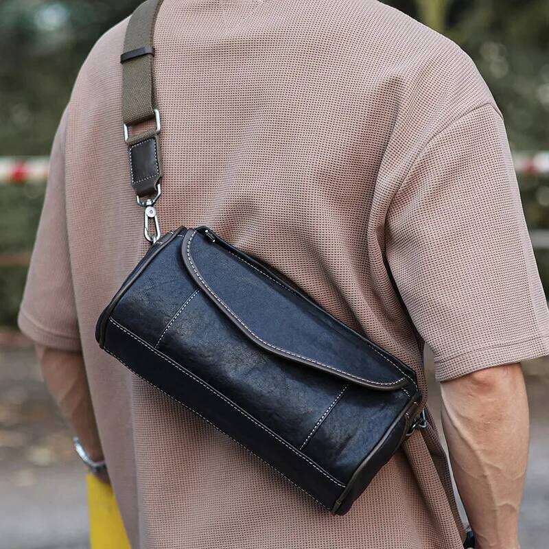 Designer Bag Wmnuo Brand Shoulder Men Korean Leather Genuine Cowhide Messenger Bags For Man Commuter Horizontal Pillow Sling Bag Male