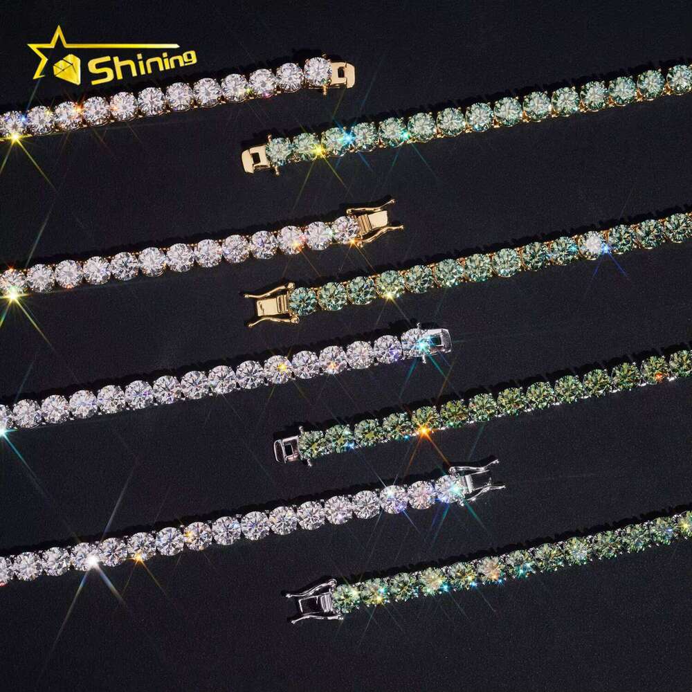 GRA Hip Hop Jewelry Sterling Sier Brilliant Cut VVS 6.5mm Dia Iced Out Moissanite Tennis Chain Fashion Necklaces