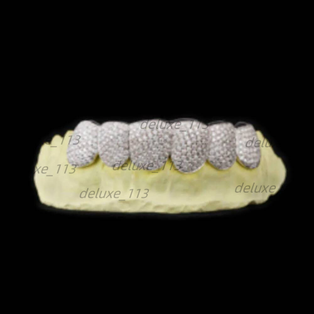 Sparkle Custom Made Hip Hopiced Out Sterling Sier Grills Gold Jewelry Zigzag Setting Vvs Moissanite Teeth Mouth Grillz