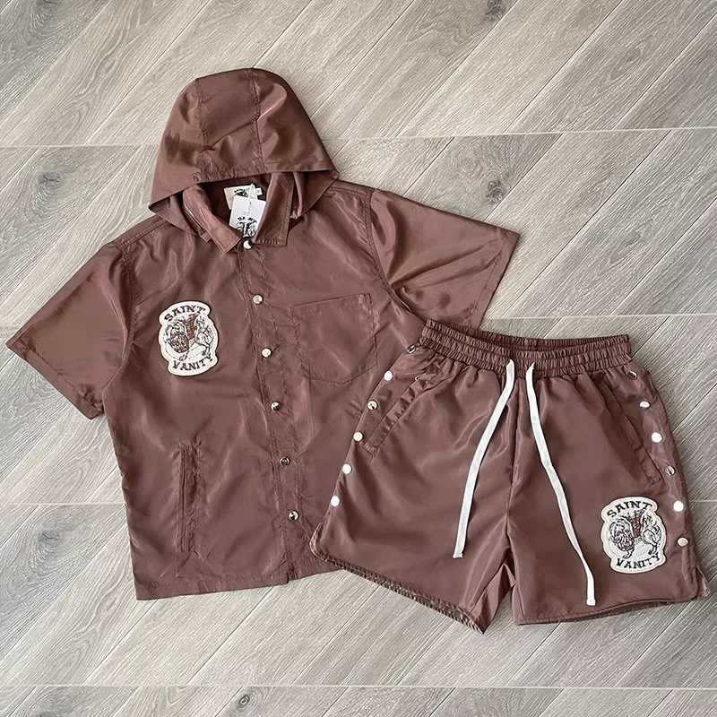 Saint Vanity Embroidered Hooded Windbreaker Set - Short Slve Casual Sporty Track Suit for Men WomenLightweight sportswear X250528