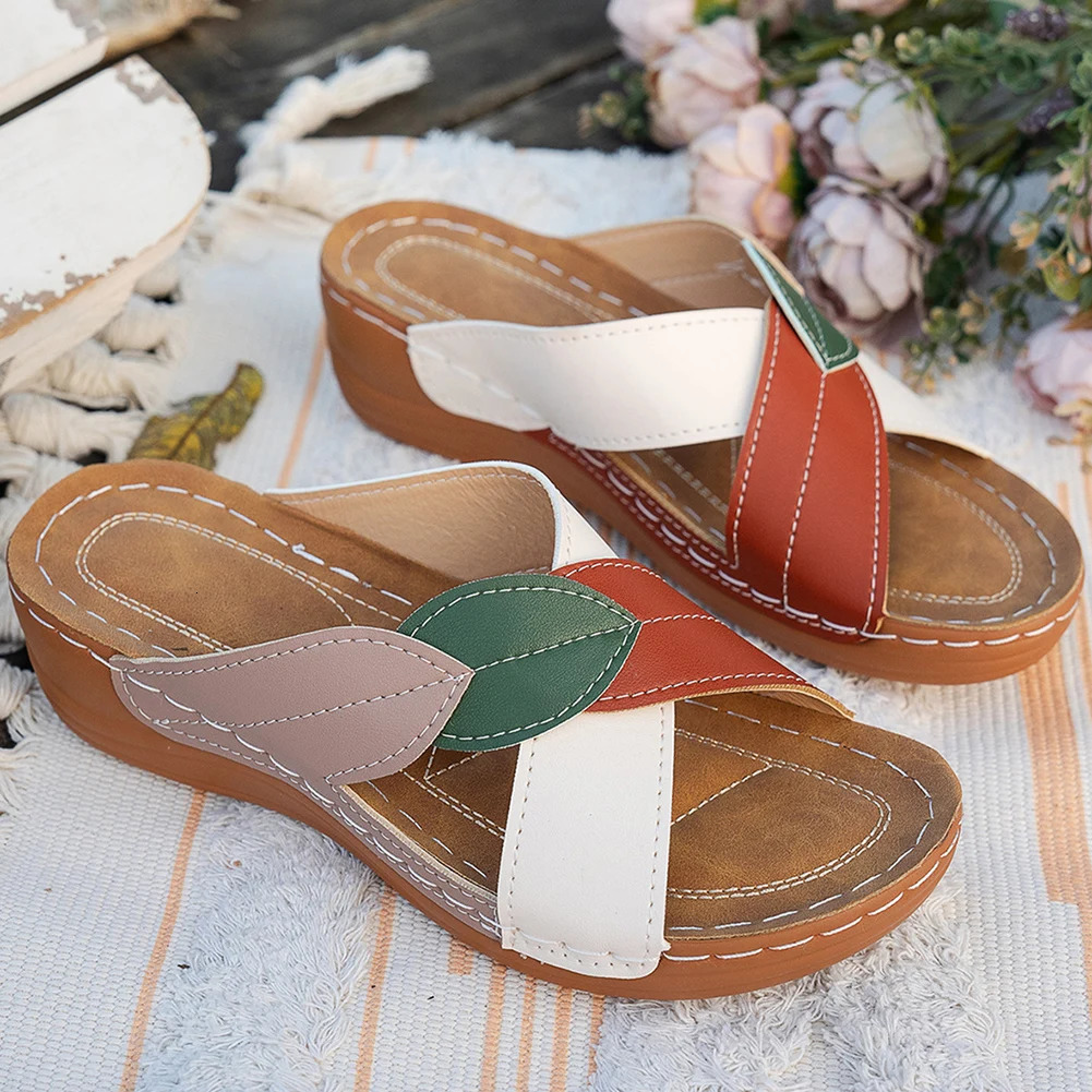 Women Summer Sandals Comfortable Ladies Wedge Sandals Slip On Footwear Platform Cross Strap Slippers for Outdoor Travel 250523