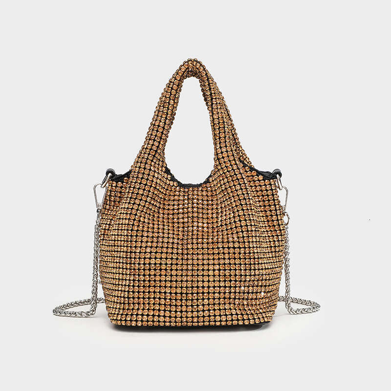 Full for Women, Inlaid Diamond Evening Bucket Rhinestone Chain Bag, Handheld and Crossbody Bag