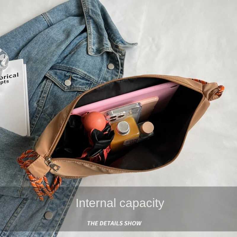 New Nylon Cloth Shoulder Bags Vintage Solid Color Hobos Bag Casual Large Capacity Diagonal Bag Fashion Versatile Women Handbag Y250528