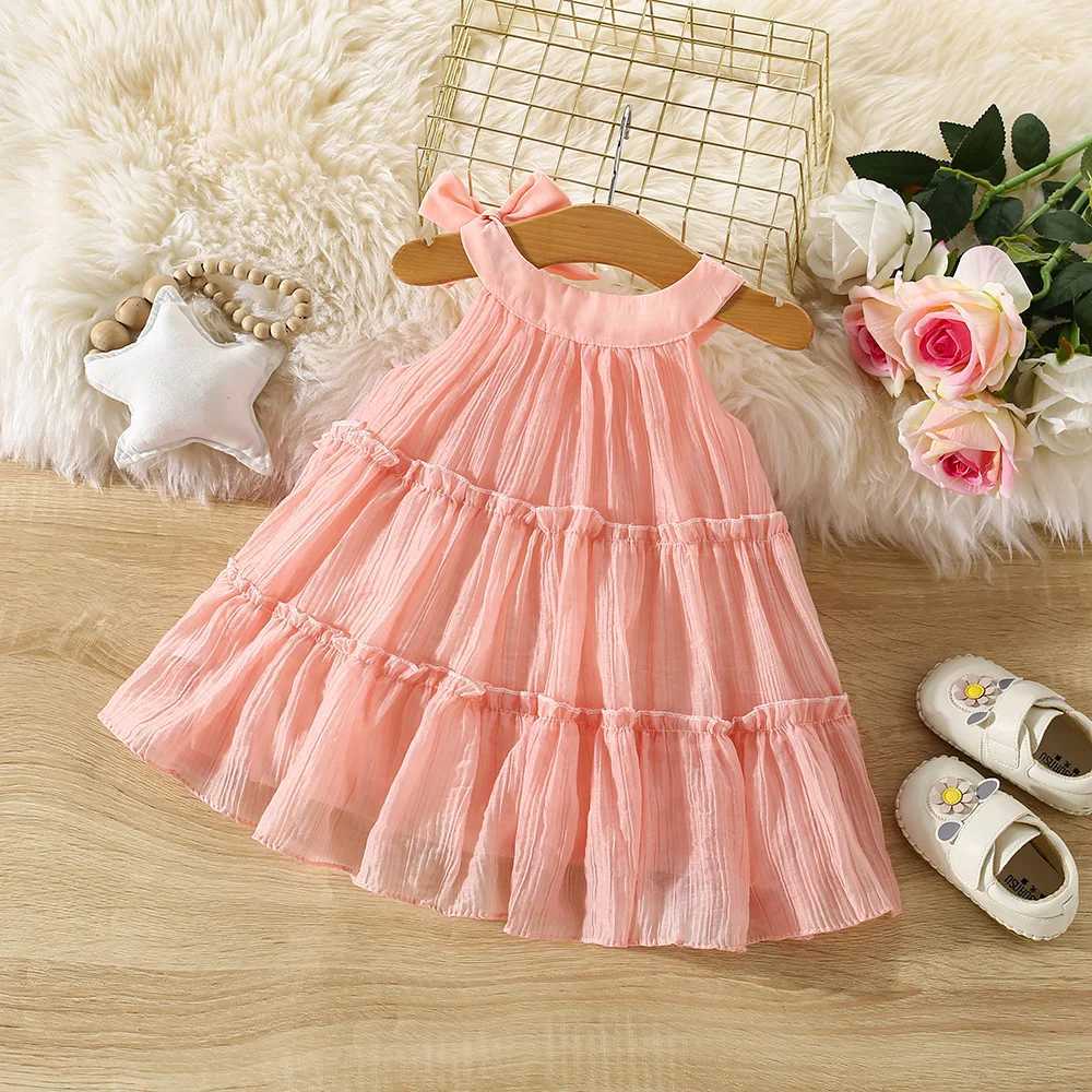 (0-4 Year Old Baby Girl Princess Dress) Summer New Korean Style Sweet Bow ChildrenS Sleeveless Clothes For Birthday Parties X250528