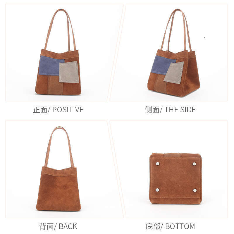 Matte Top Layer Cowhide Bucket High-end Niche Handbag Women's Bag New 2023
