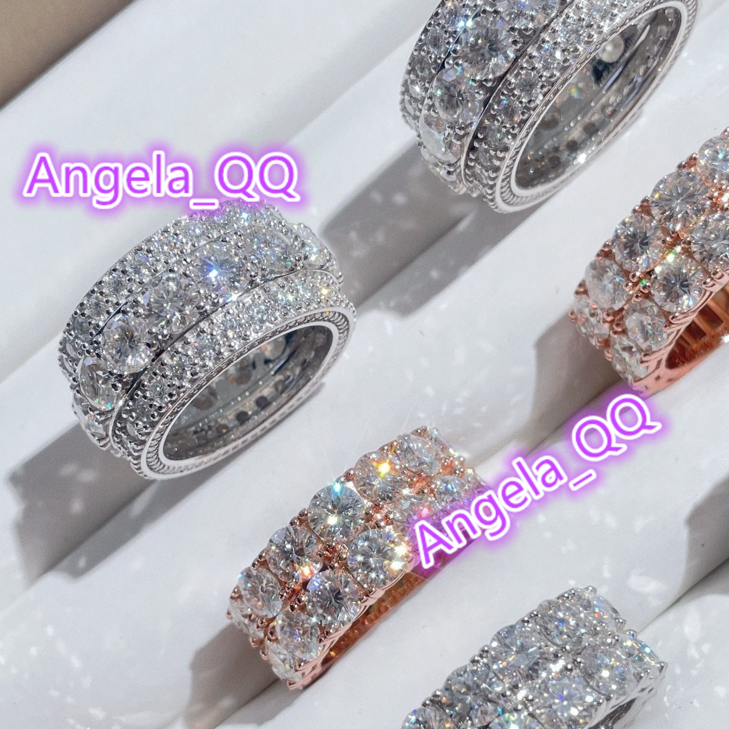Punk Hip Hop Rotary Stackable Diamond Spining Band 925 Silver Ice Out Men Ring VVS Moissanite Diamond Ring