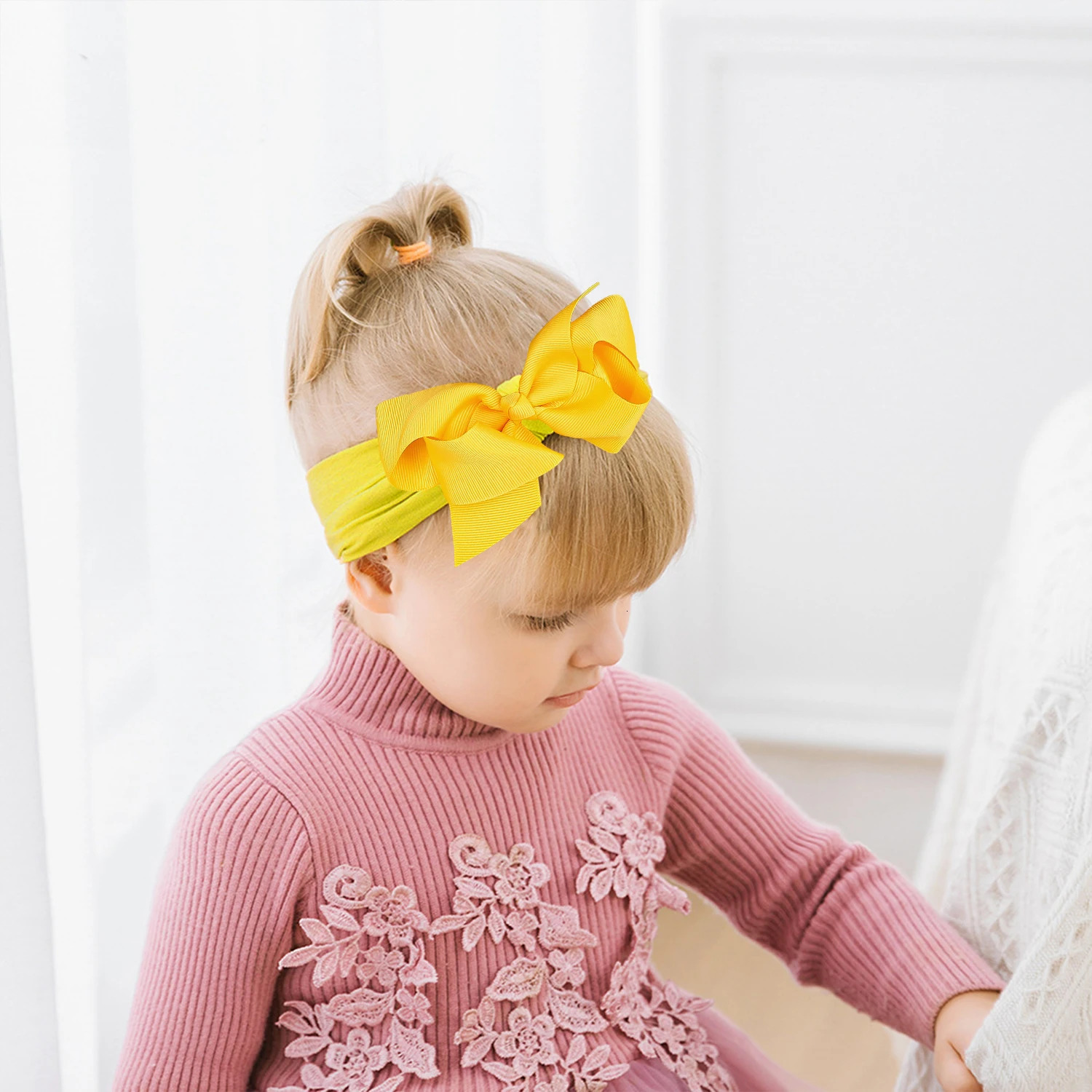 4pcs Baby Headbands 4.5inch Hair Bows with Elastic Soft born Headbands for Baby Girls Turban Infant Kids Hair Accessories 250528