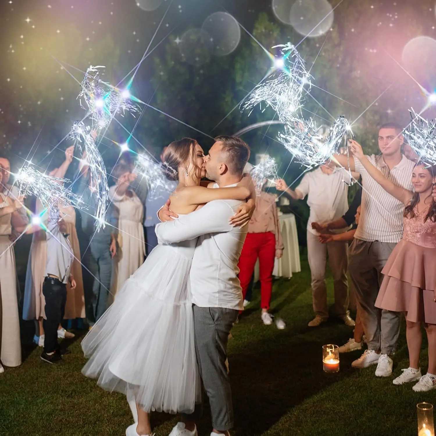 36-200PCS Lighted Wedding Wands LED Tinsel Wedding Wand Light up Wedding Streamers for Baby Shower Birthday Party Favors W250528