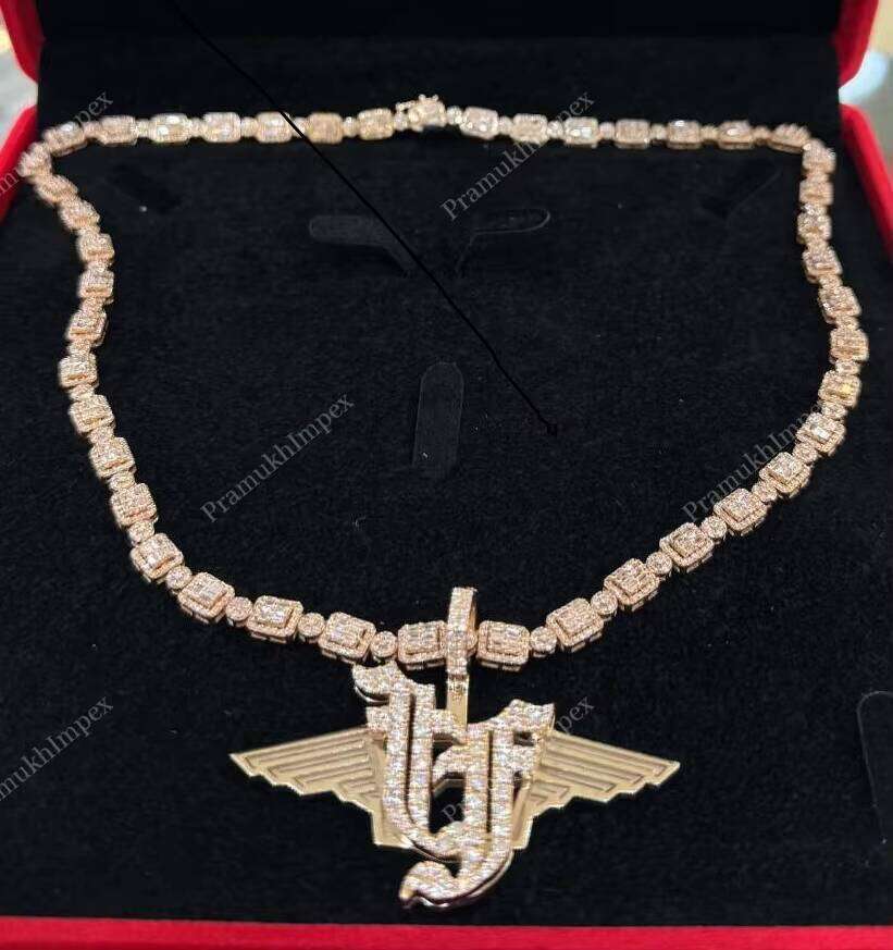 Moissanite Dia Handmade Yellow Gold Plated New Fashion Jewelry Hip Hop Trend Personalized Pendant