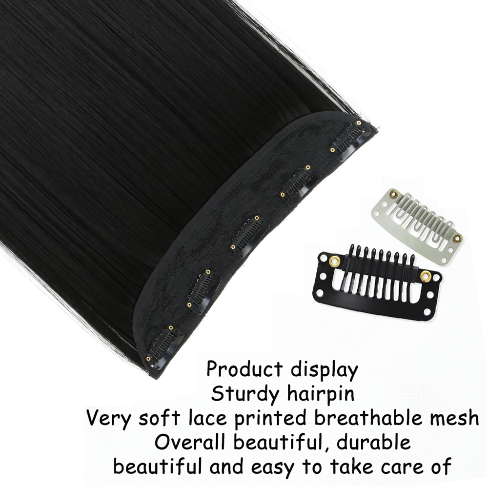 LeeWin Single Color 20" 5 Clips/pc 3/4 Full Head Curly Wave Clip on Synthetic Hair Extensions Hair Pieces for Women