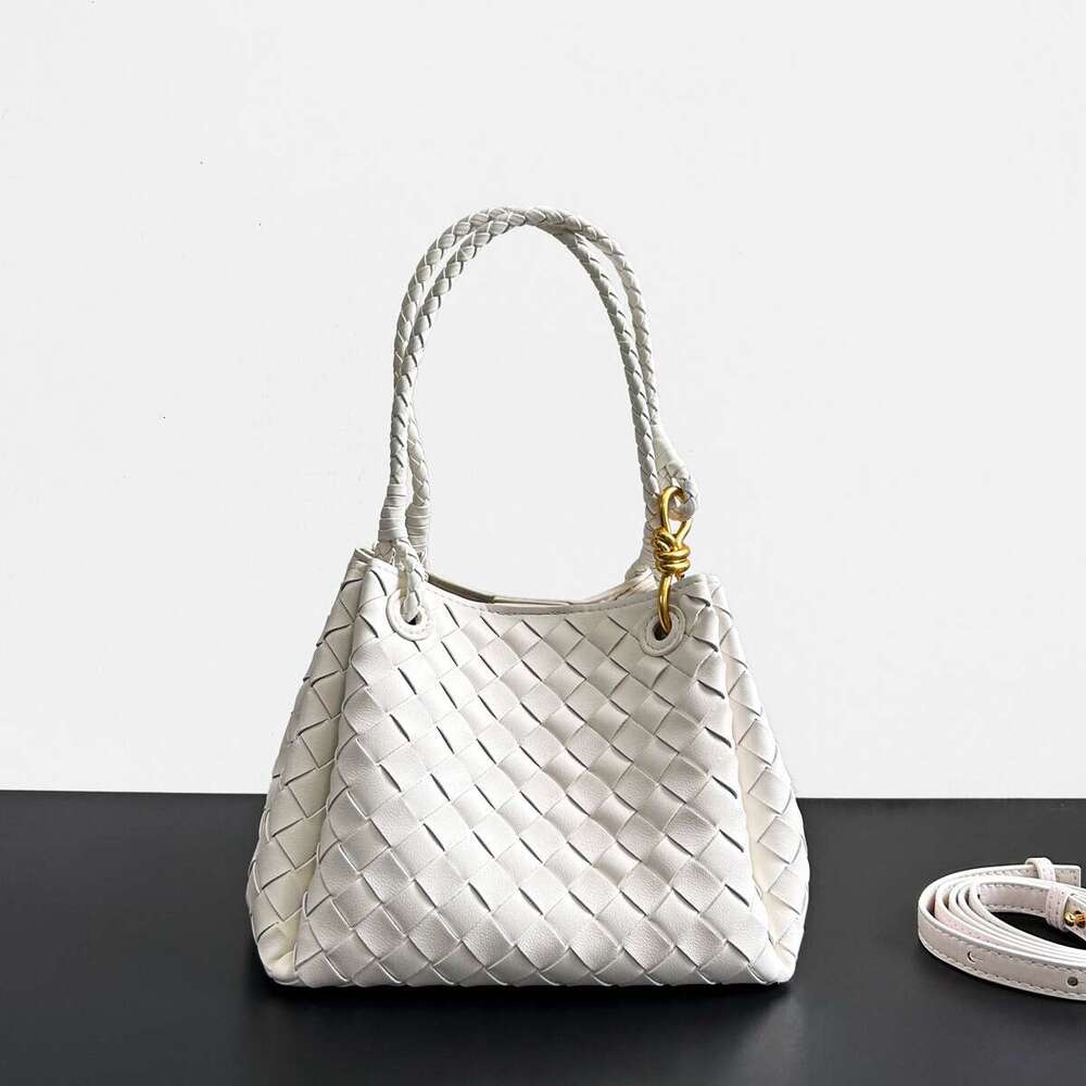 Tote Bag Braided Handbag New Genuine Leather Woven Parachute Shu Qi Same Style Handheld Basket Large Capacity Cowhide Bucket Bag Shoulder Bag