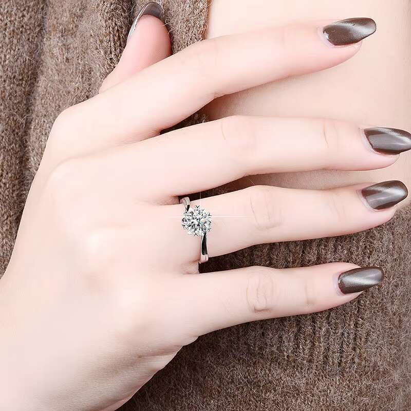 Women Custom Vvs Wedding Set Engagement Sterling Silver Diamond Eternity Gra Certified Moissanite Rings with Certificate