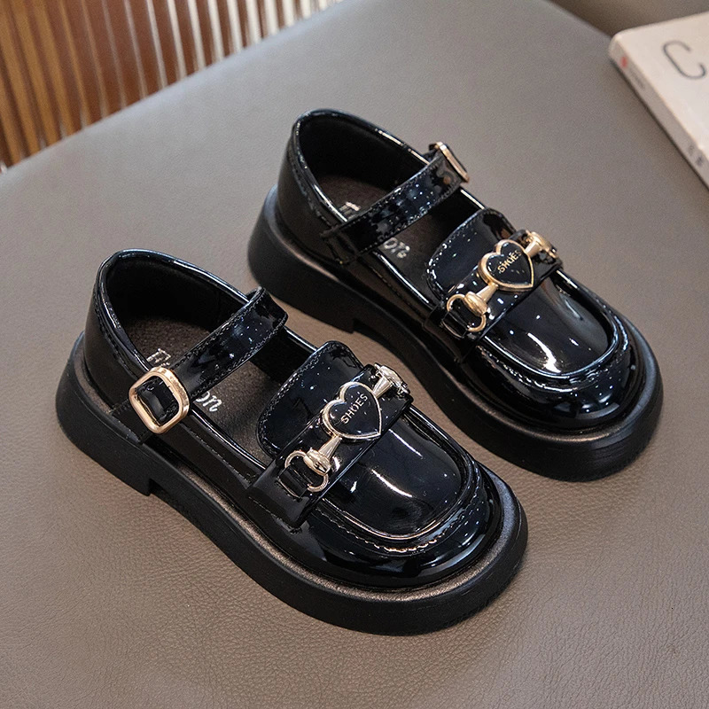 Girls Leather Shoes for Party Wedding Children Black Performance Shoes Thick Bottom Fashion Kids Princess Mary Jane Shoes 250528