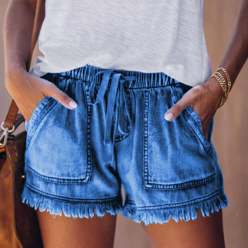 Shorts Women Denim Shorts Summer New Elastic Drawstring Casual High Waist Slimming Denim Shorts For Women Jean Shorts