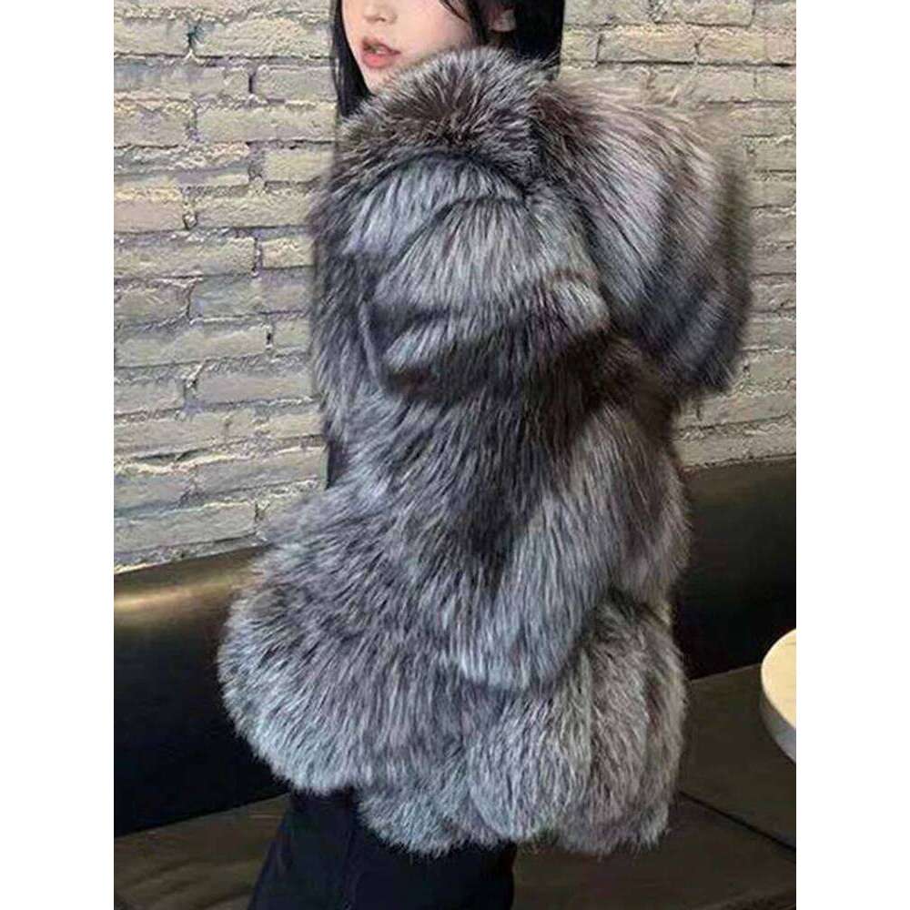 ZMEENNA Temperament Hooded Long Sleeve Warm Faux Fur Coat For Women Casual Zipper Lady Thick Jacket 2024 Autumn Winter New ZM602