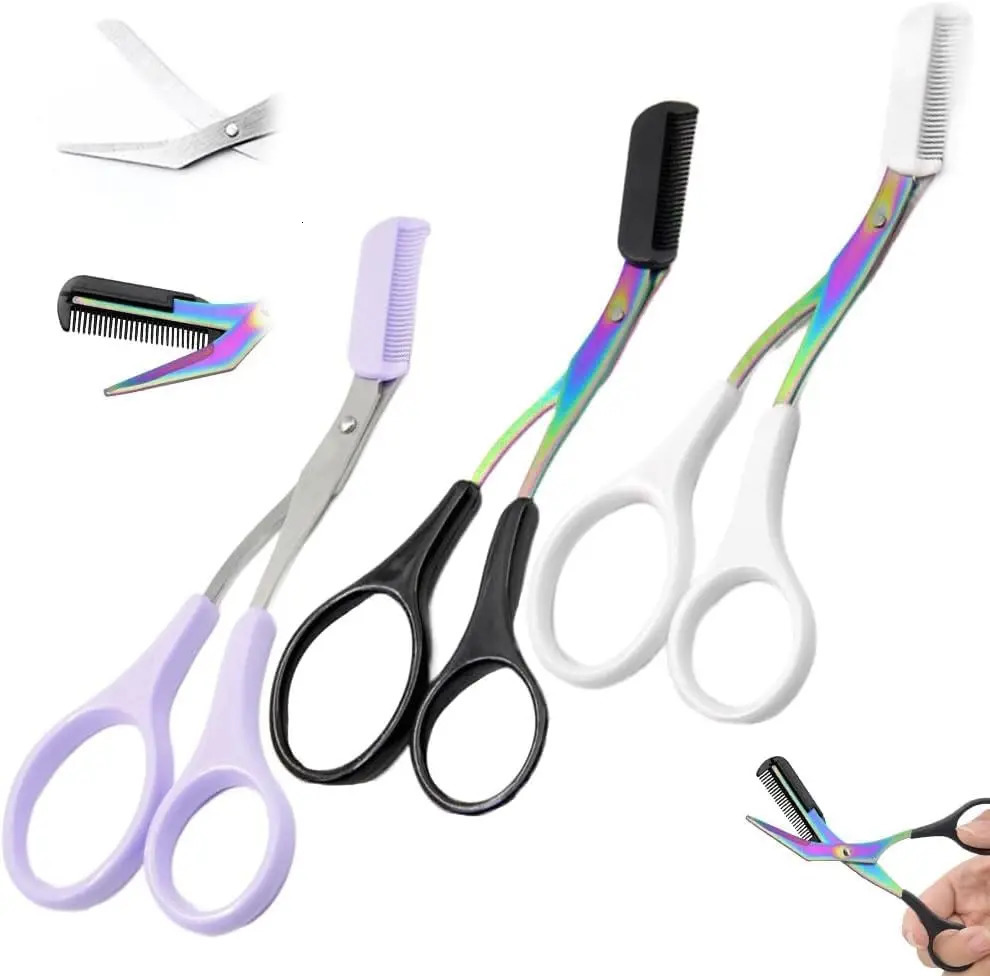 123PCS Eyebrow Trimmer Scissor2024 Stainless Steel Scissors with Comortable Non Slip Professional Trim 250516