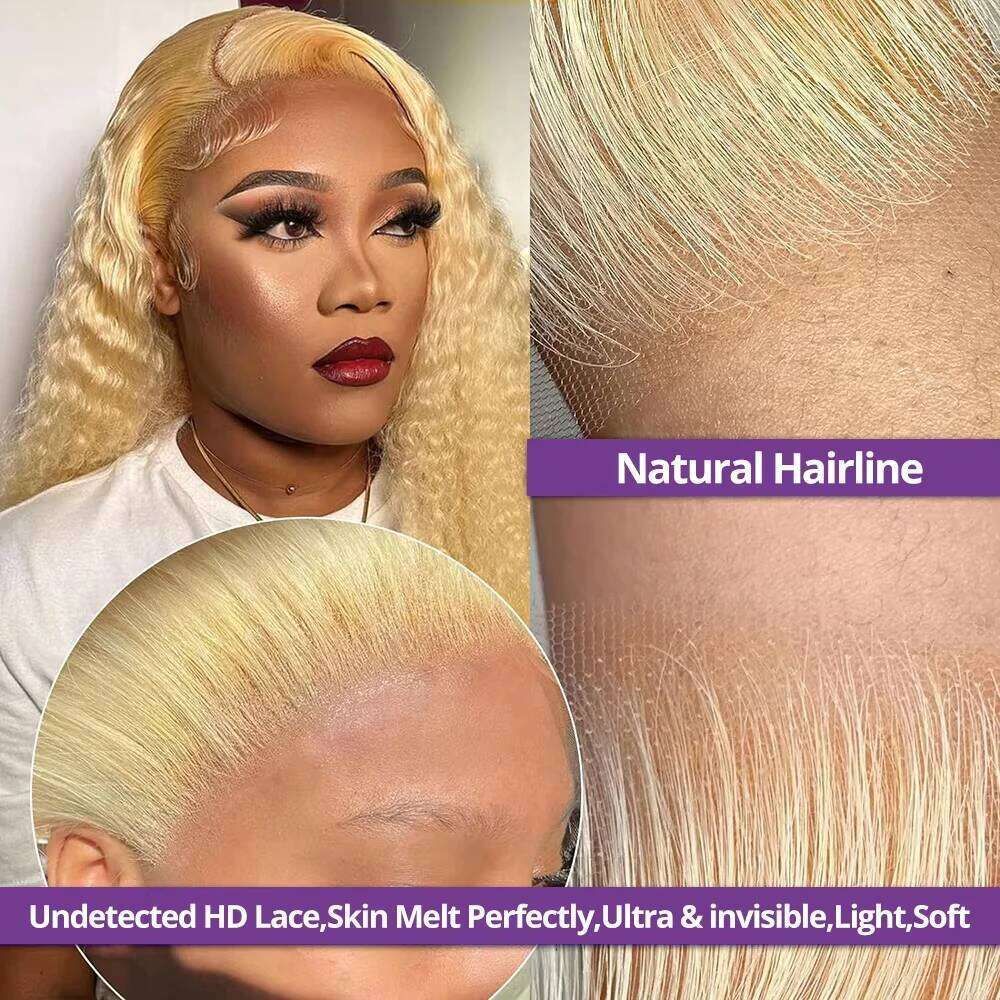 613 Hd Frontal 13x6 250 Density Blonde Curly Wig 13x4 Transparent Lace Front Deep Wave Human Hair Wigs For Women