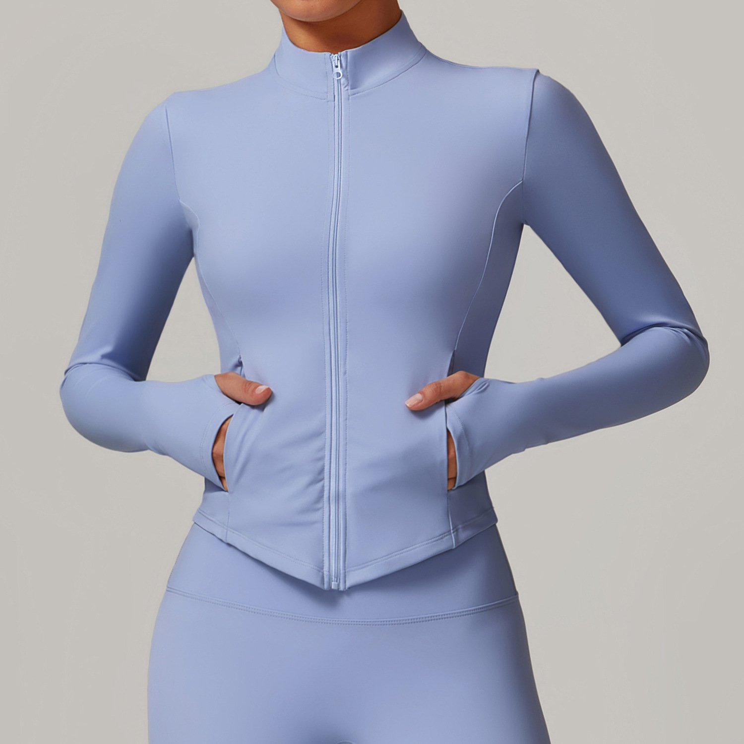 Set Yoga Exchanges Stand Collar Yoga Jacket Fleece Lined Running Windproof Warm Top Sports Fitness Coat 2 Piece Set Women Designer