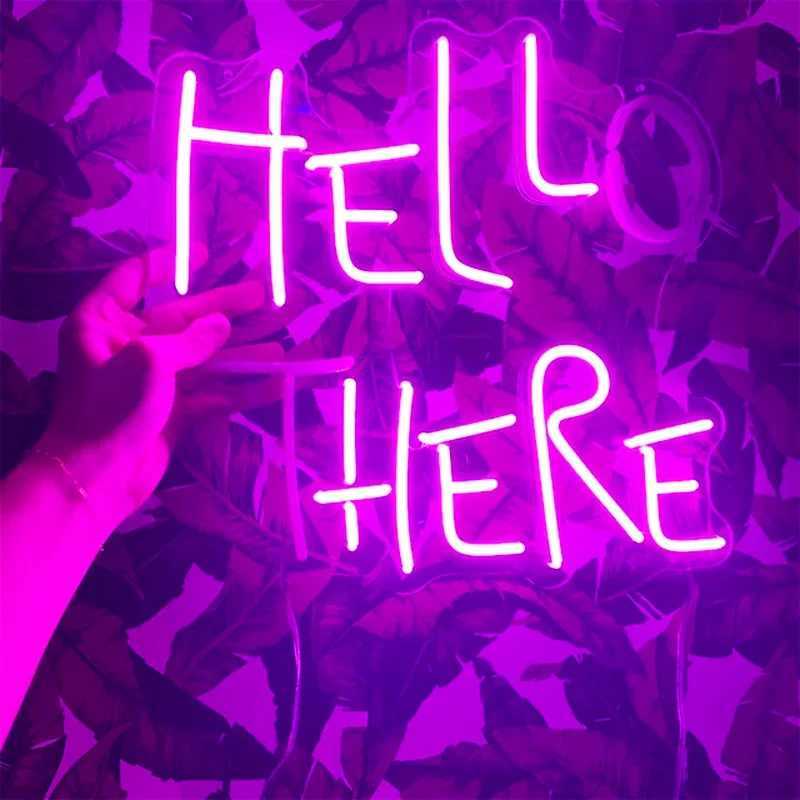 LED Neon Iareti Hell Here Hello There Halloween Duvar Dekoru Korku Filmi Aksesuar rktc Parti W250528