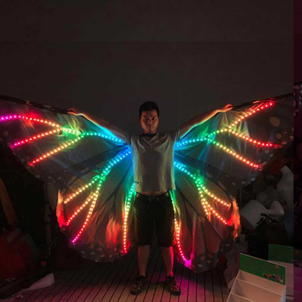 Colorful Belly Dance Performance Costume LED Wings Dance Accessories Girls LED Wings Costume LED Butterfly Wings W250528