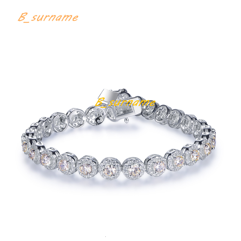 Kirin Jewelry Moissanite Tennis Bracelet 925 Silver Moissanite Chain Hip-Hop Tennis Chain