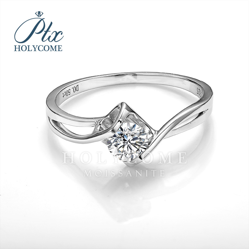 Eternal Heart 925 Sterling Silver Wedding Engagement Ring Fine Jewelry Women Round Cut D Color 0.5ct 5.0mm Moissanite Diamond Rings
