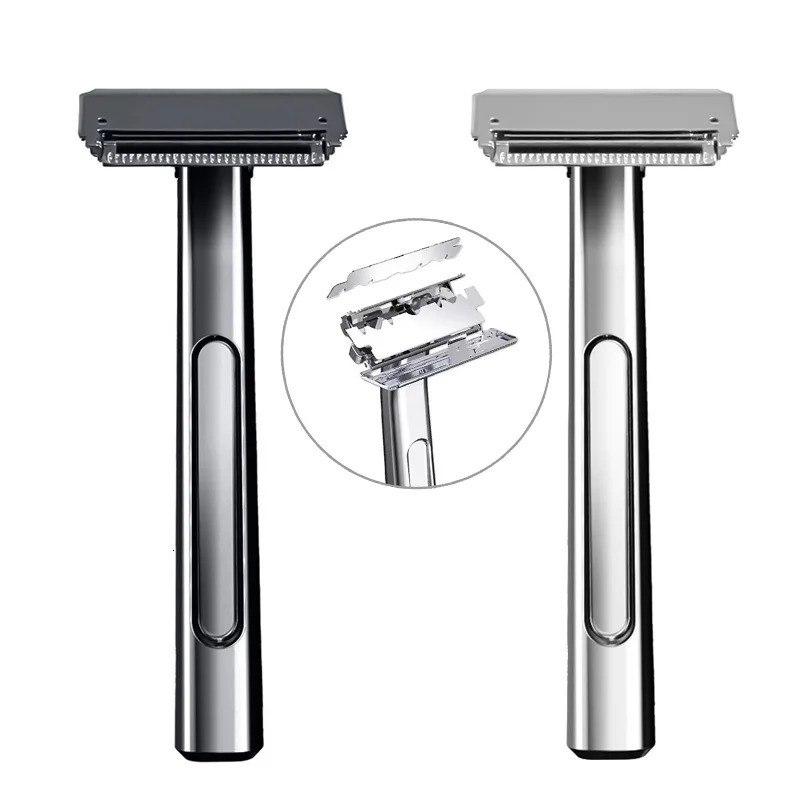 Interchangeable Blade Double Razor AllMetal EcoFriendly Shaver For Women And Men With 10 Stainless Steel SingleEdge Blades 250516