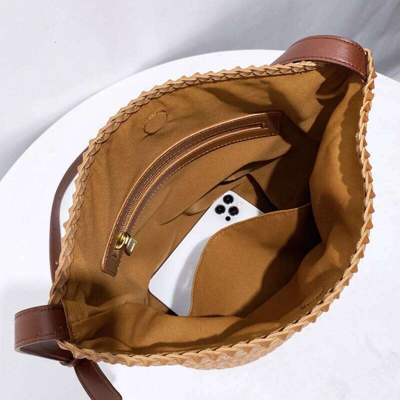 England Style Handwoven Bucket Bags For Women Designer Handbags Purses 2025 New In PU Cross Woven Small Underarm Shoulder