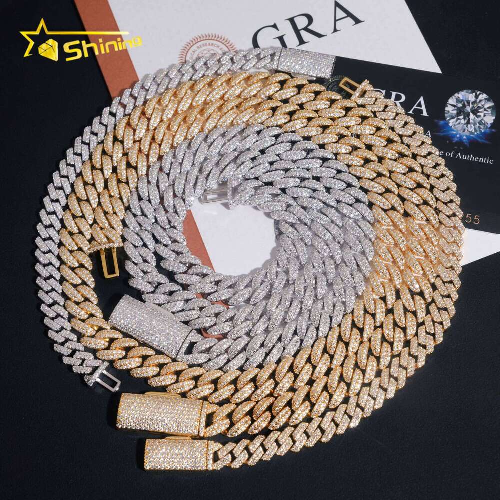 Hip Hop Jewelry Iced Out Men Sier 8MM 10MM Moissanite Link Chain Fashion Moon Shape Cuban Necklace