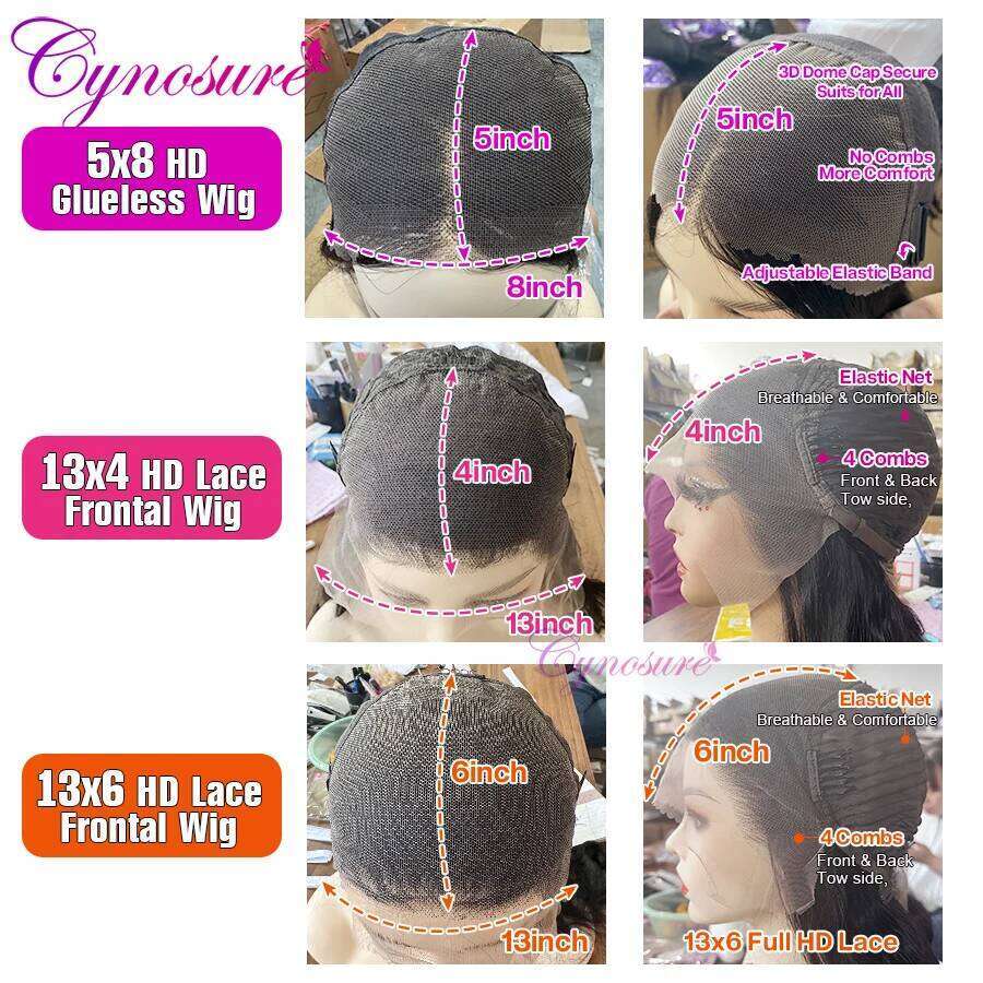 Cynosure 13X4/13X6 HD Transparent Front Human Hair Wigs for Women Pre Plucked Remy Brazilian Straight Lace Frontal Wig